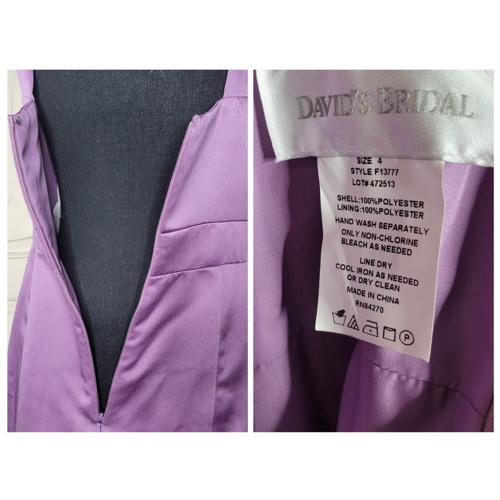 David's Bridal Satin Beaded Halter Wisteria Bridesmaid Formal Ball Gown Dress✨️4 - Picture 8 of 16
